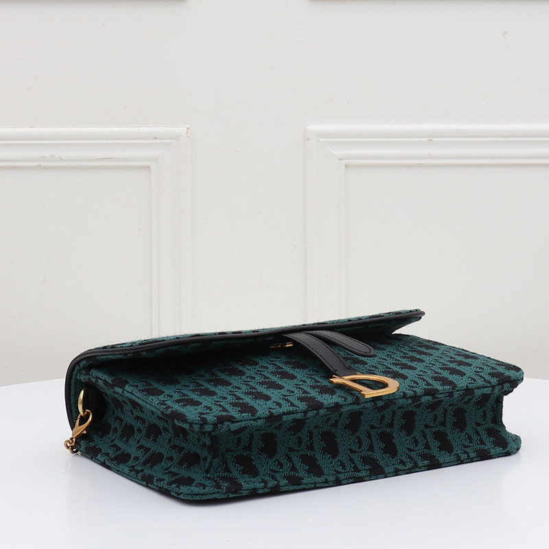 Dior Saddle Pouch Oblique Motif Canvas Green