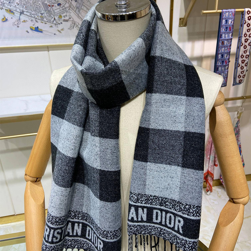 Dior Scarf Check'N'Dior Wool and Angora Black