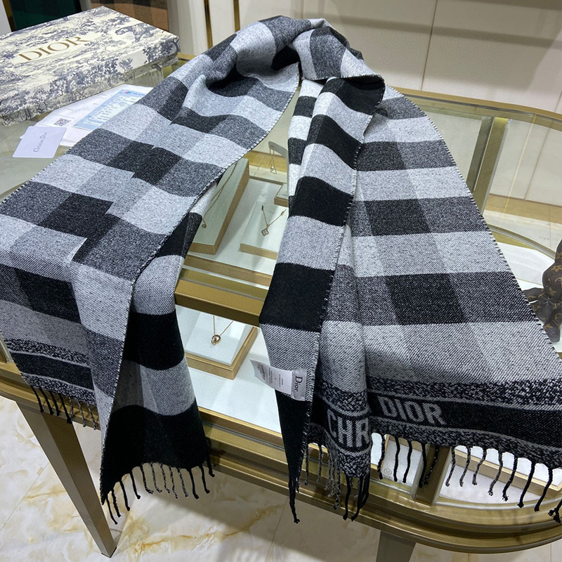 Dior Scarf Check'N'Dior Wool and Angora Black