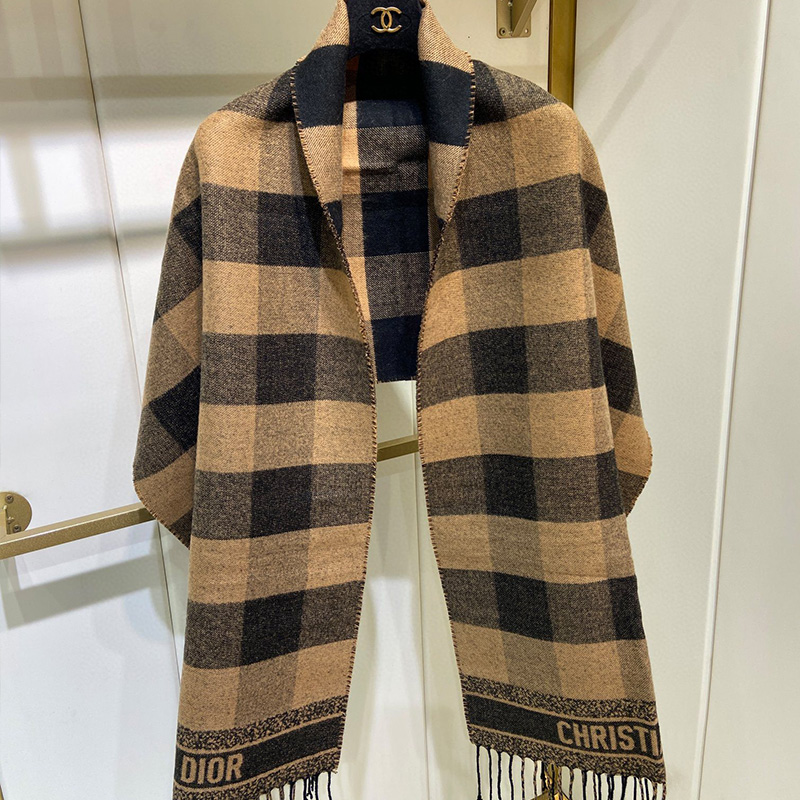 Dior Scarf Check'N'Dior Wool and Angora Khaki