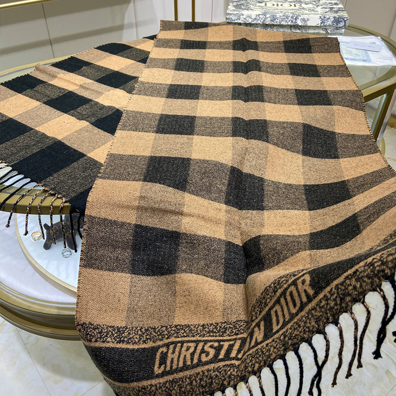 Dior Scarf Check'N'Dior Wool and Angora Khaki