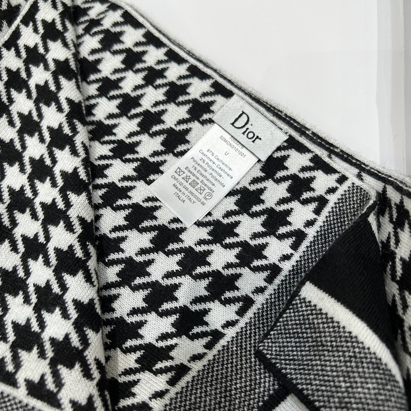 Dior Scarf Houndstooth Cashmere Black