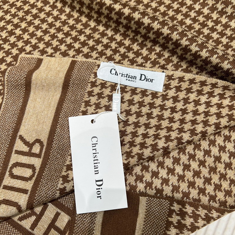 Dior Scarf Houndstooth Cashmere Brown