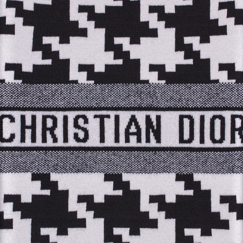 Dior Scarf Macro Houndstooth Technical Cashmere and Wool Black