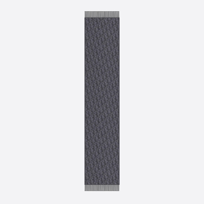 Dior Scarf Oblique Cashmere and Wool Grey/Black