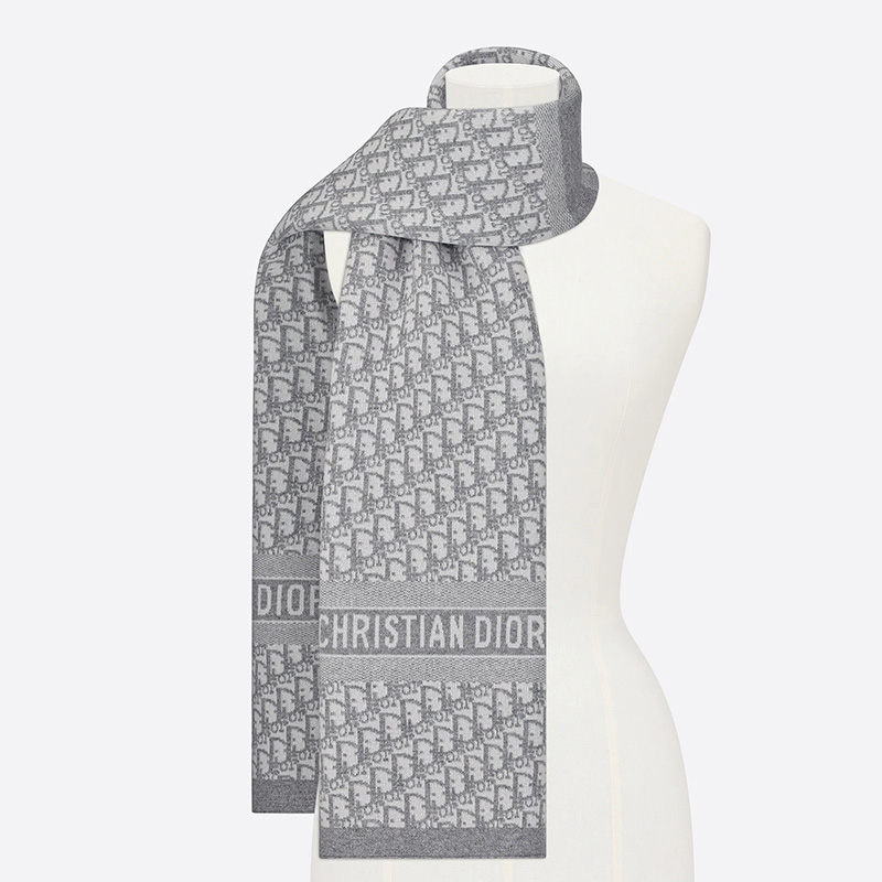 Dior Scarf Oblique Technical Cashmere Grey
