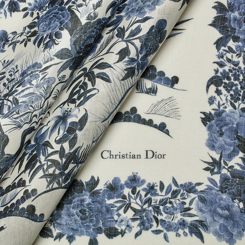 Dior Shawl Jardin d'Hiver Cashmere and Silk Blue