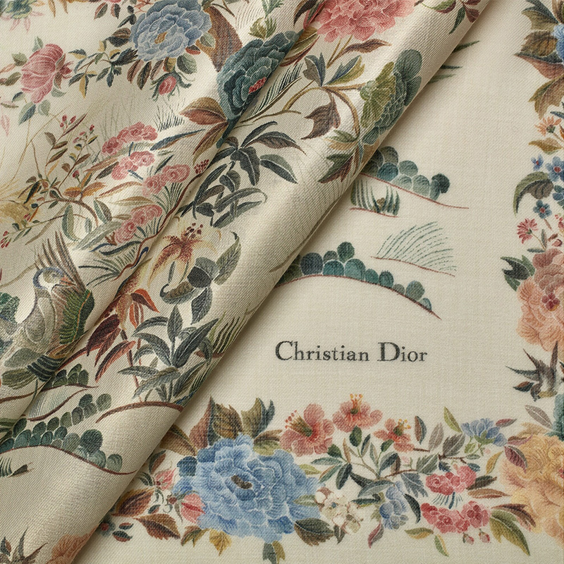 Dior Shawl Jardin d'Hiver Cashmere and Silk White