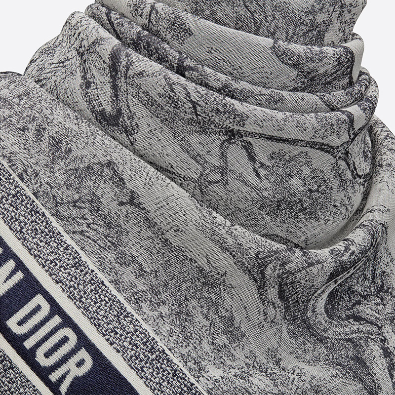 Dior Shawl Toile de Jouy Wool/ Silk and Cotton Grey