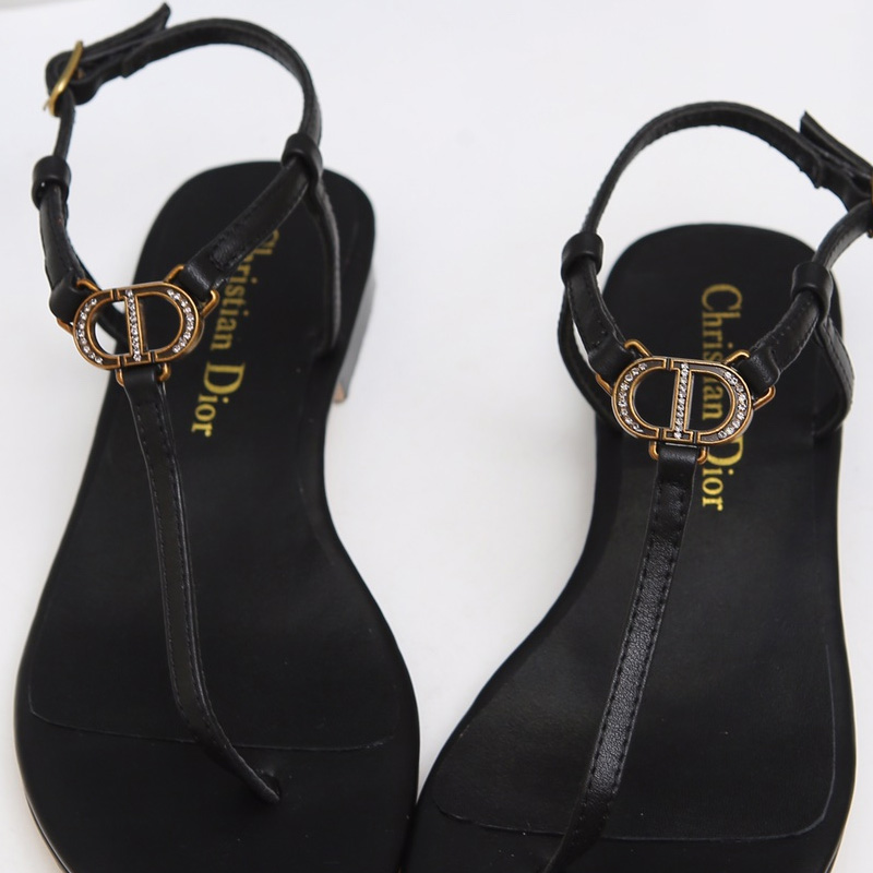 Dior Signature Sandals Women Lambskin Black