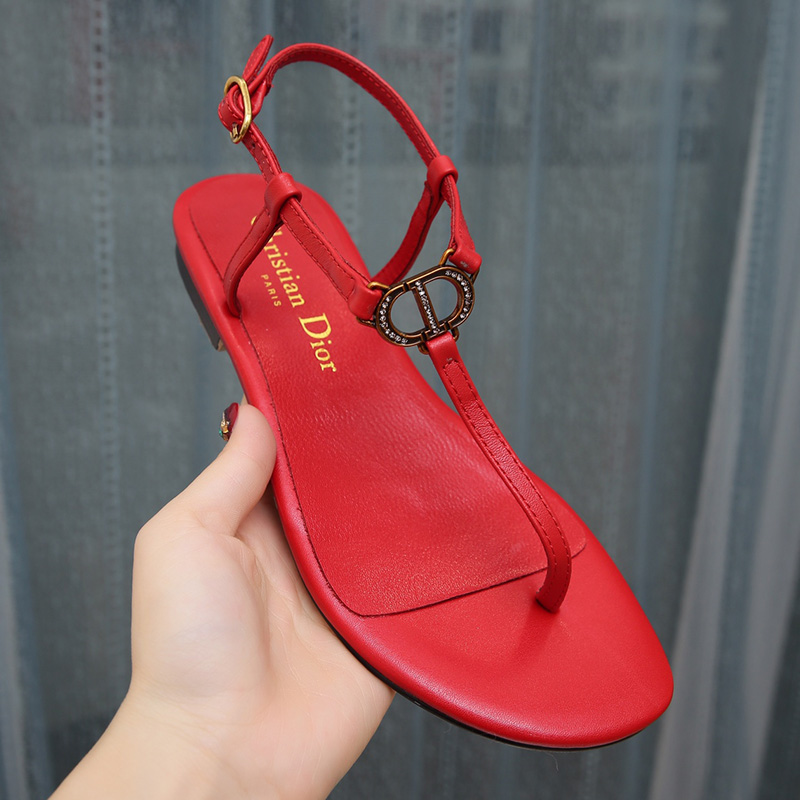 Dior Signature Sandals Women Lambskin Red