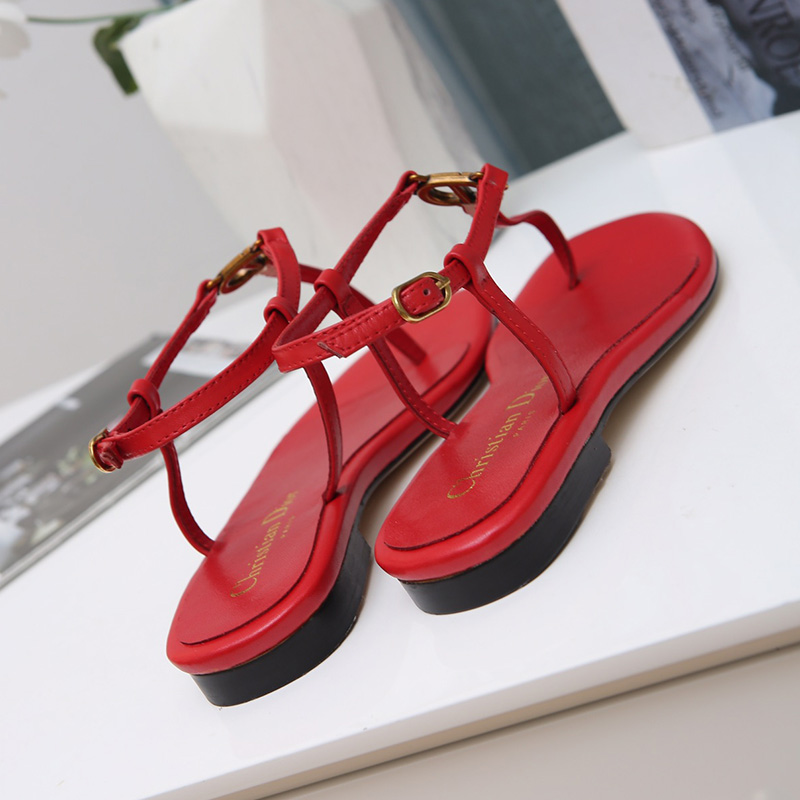 Dior Signature Sandals Women Lambskin Red