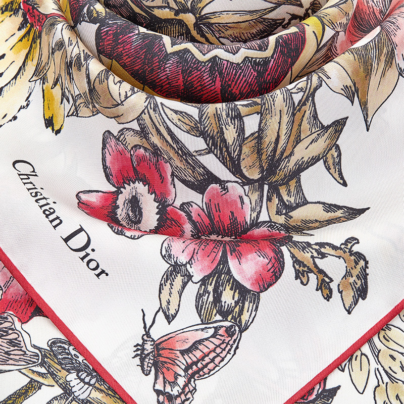 Dior Square Scarf Le Jugement Silk Red