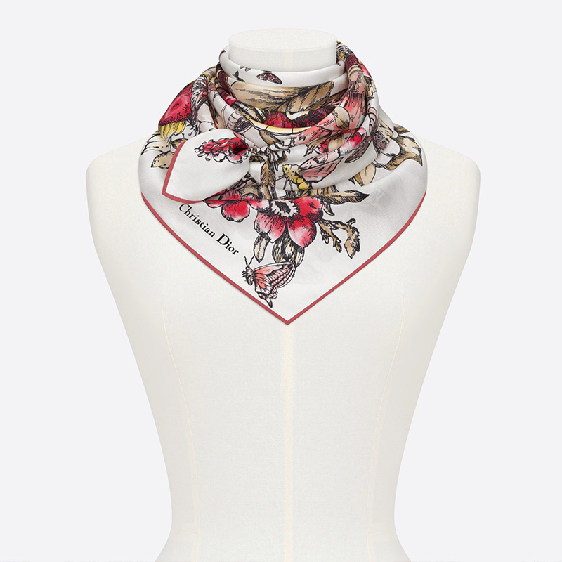 Dior Square Scarf Le Jugement Silk Red