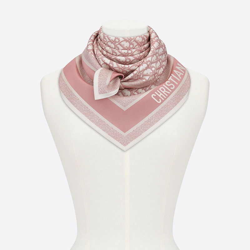 Dior Square Scarf Oblique Diortwin Silk Cherry/Grey