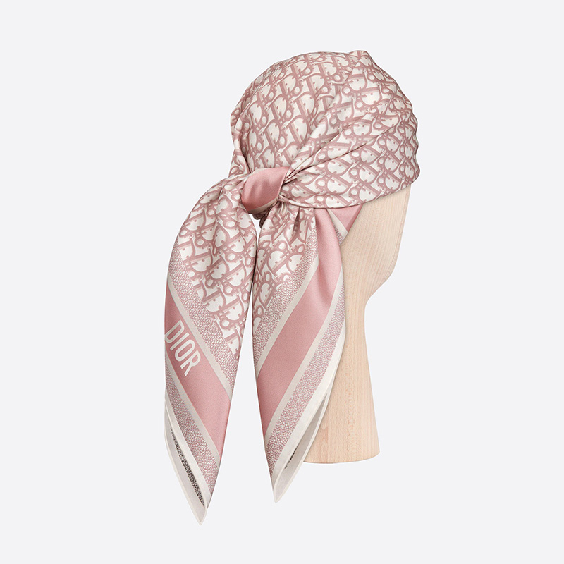 Dior Square Scarf Oblique Diortwin Silk Cherry/Grey