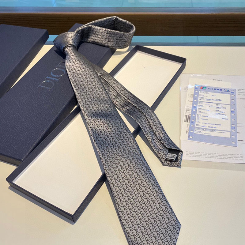 Dior Tie Oblique Motif Silk Grey