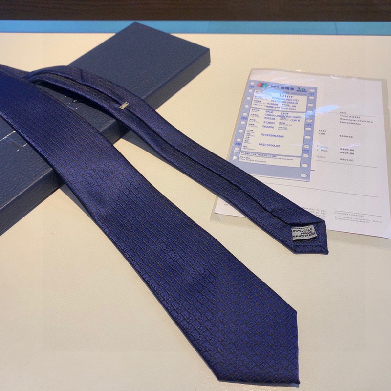 Dior Tie Oblique Motif Silk Navy Blue