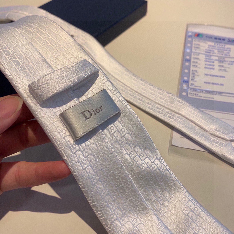 Dior Tie Oblique Motif Silk White