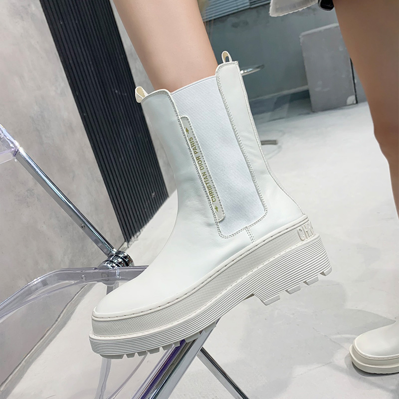 Dior Trial Ankle Boots Women Calfskin White