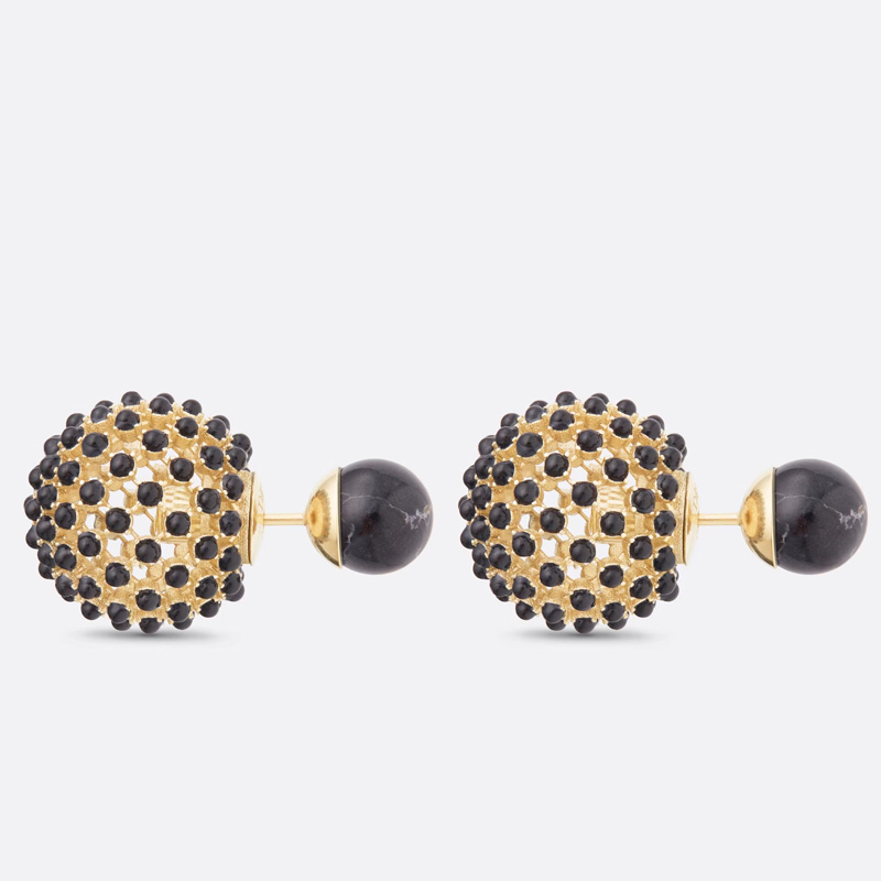 Dior Tribales Earrings Metal and Stone-Effect Pearls Gold/Black