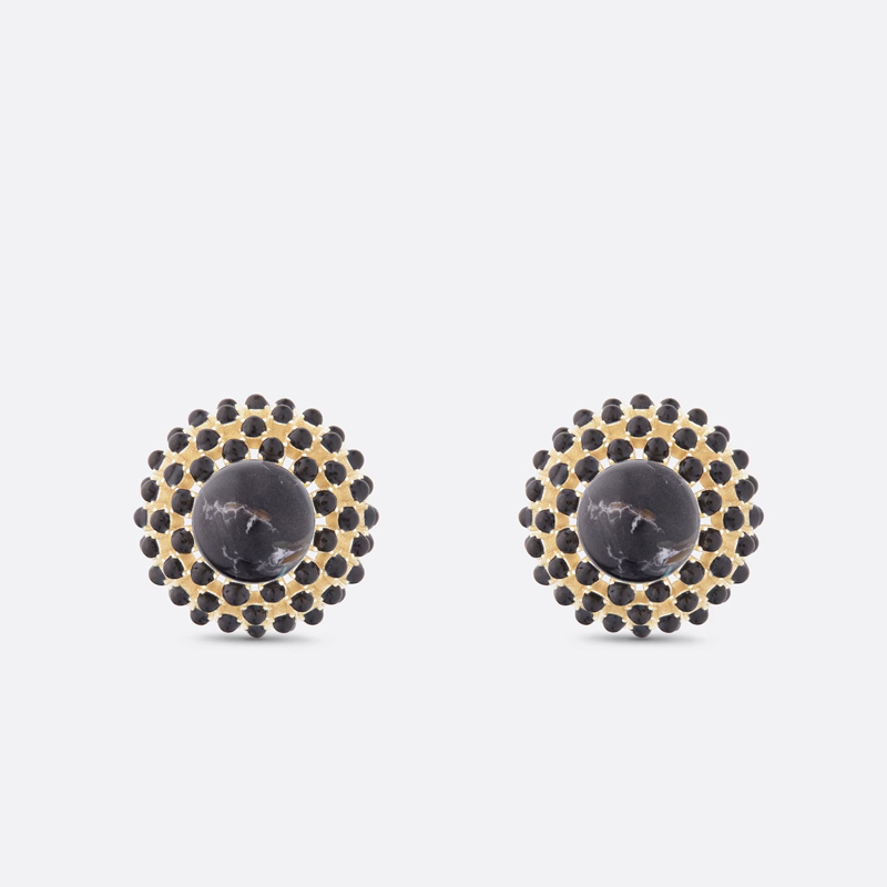 Dior Tribales Earrings Metal and Stone-Effect Pearls Gold/Black