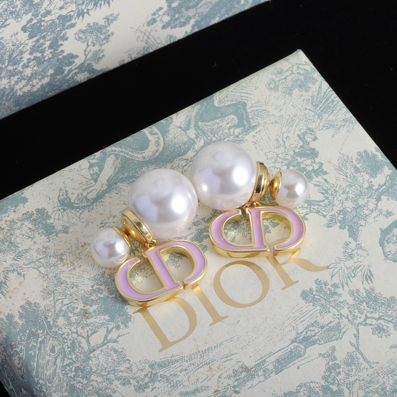 Dior Tribales Earrings Metal/ Pearls and Lacquer Gold/Purple