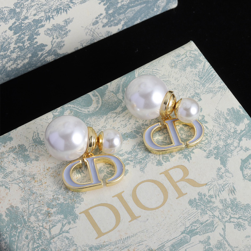 Dior Tribales Earrings Metal/ Pearls and Lacquer Gold/White