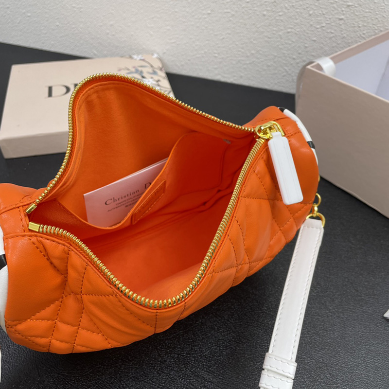 Dior Vibe Hobo Bag Cannage Lambskin Orange