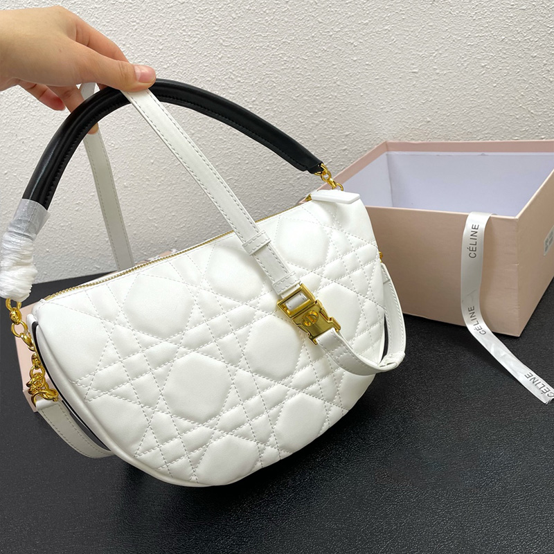 Dior Vibe Hobo Bag Cannage Lambskin White