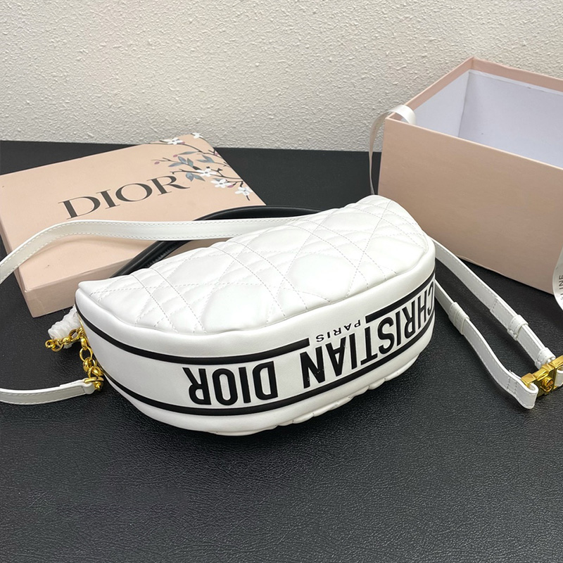 Dior Vibe Hobo Bag Cannage Lambskin White