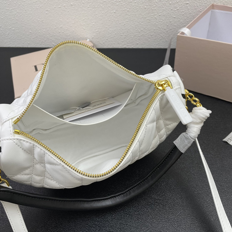 Dior Vibe Hobo Bag Cannage Lambskin White