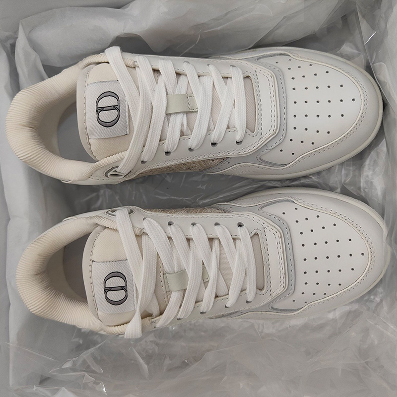 Dior B27 Sneakers Unisex World Tour Onlique Galaxy Calfskin and Suede White