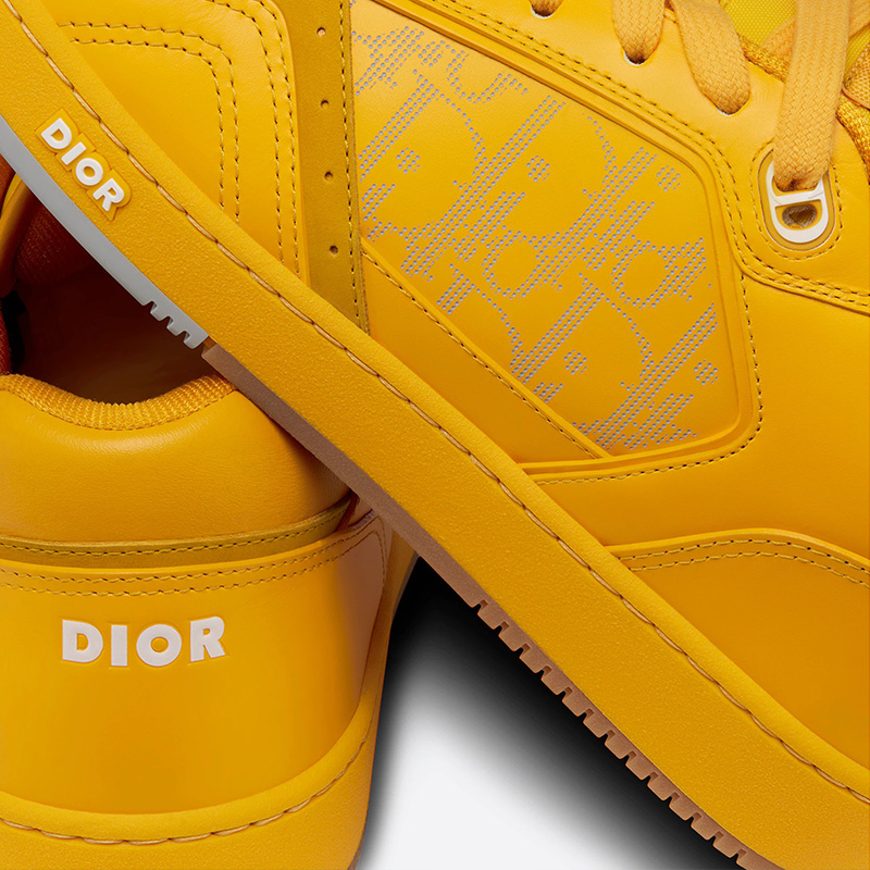 Dior B27 Sneakers Unisex World Tour Onlique Galaxy Calfskin and Suede Yellow