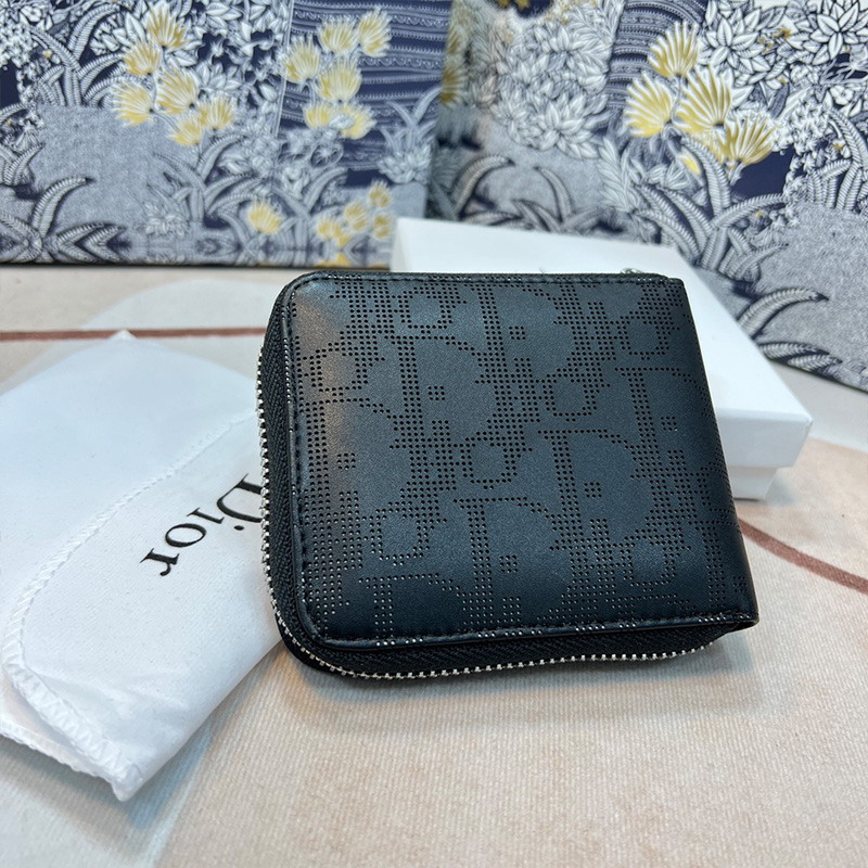 Dior Zipped Wallet Oblique Galaxy Leather Black