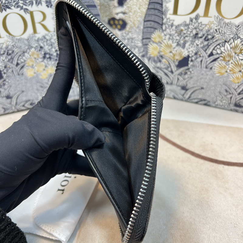 Dior Zipped Wallet Oblique Galaxy Leather Black