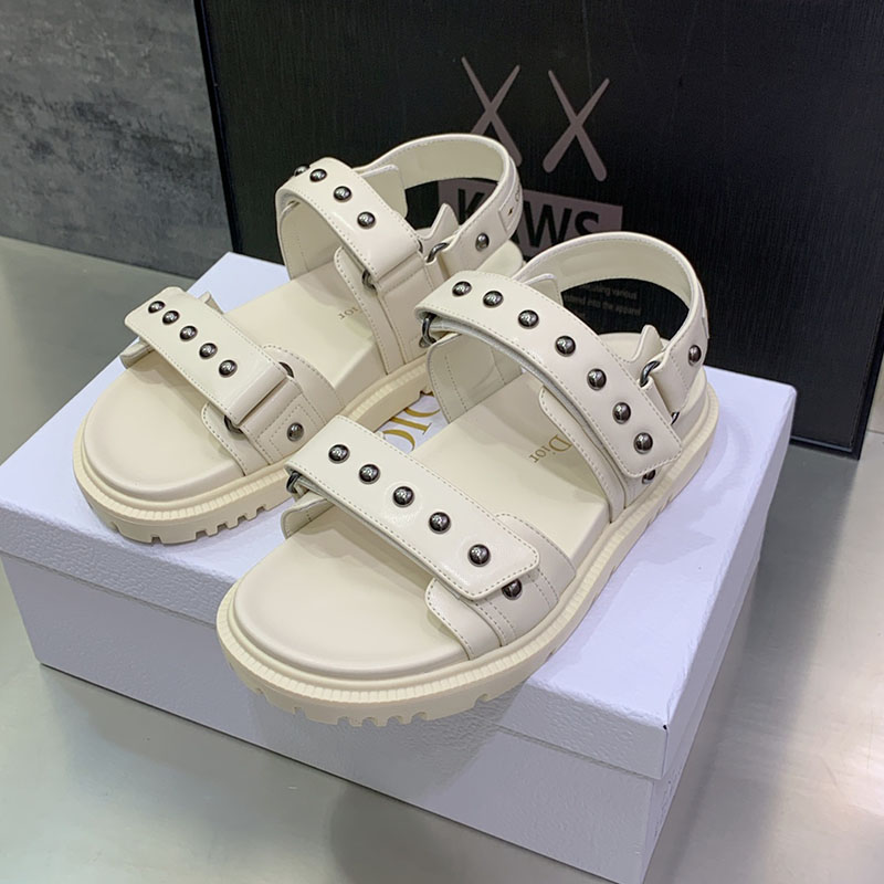 Dior Act Sandals Women Lambskin With Rivets White
