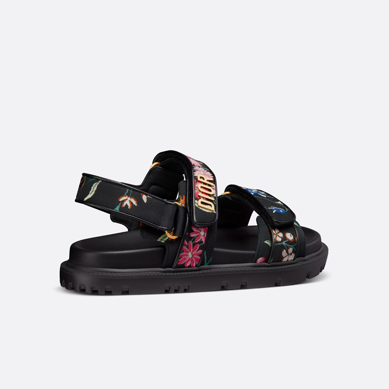 Dior Act Sandals Women Petites Fleurs Technical Fabric Black