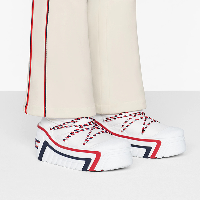 DiorAlps Snow Ankle Boots Women Shiny Nylon White