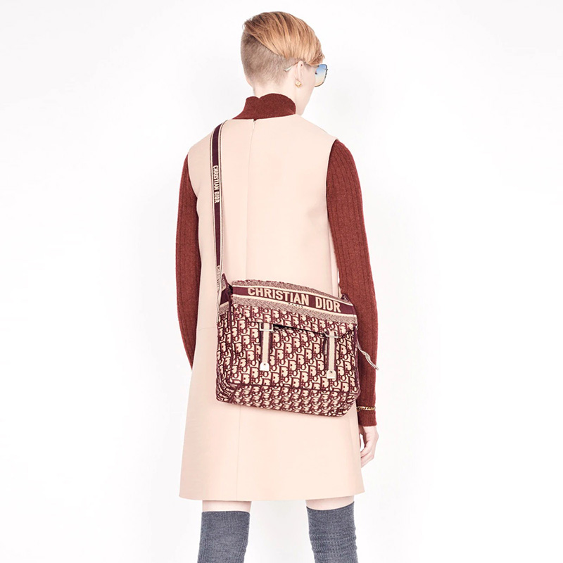 Diorcamp Messenger Oblique Motif Canvas Burgundy