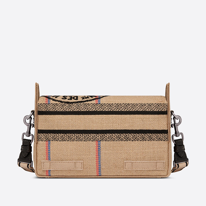 Small Diorcamp Messenger Jute Motif Canvas Beige