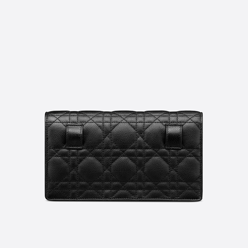 Dior Caro Belt Pouch with Chain Cannage Calfskin Black