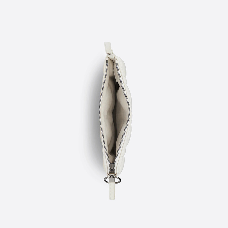 Mini Dior Caro Tulip Bag Quilted Macrocannage Calfskin White