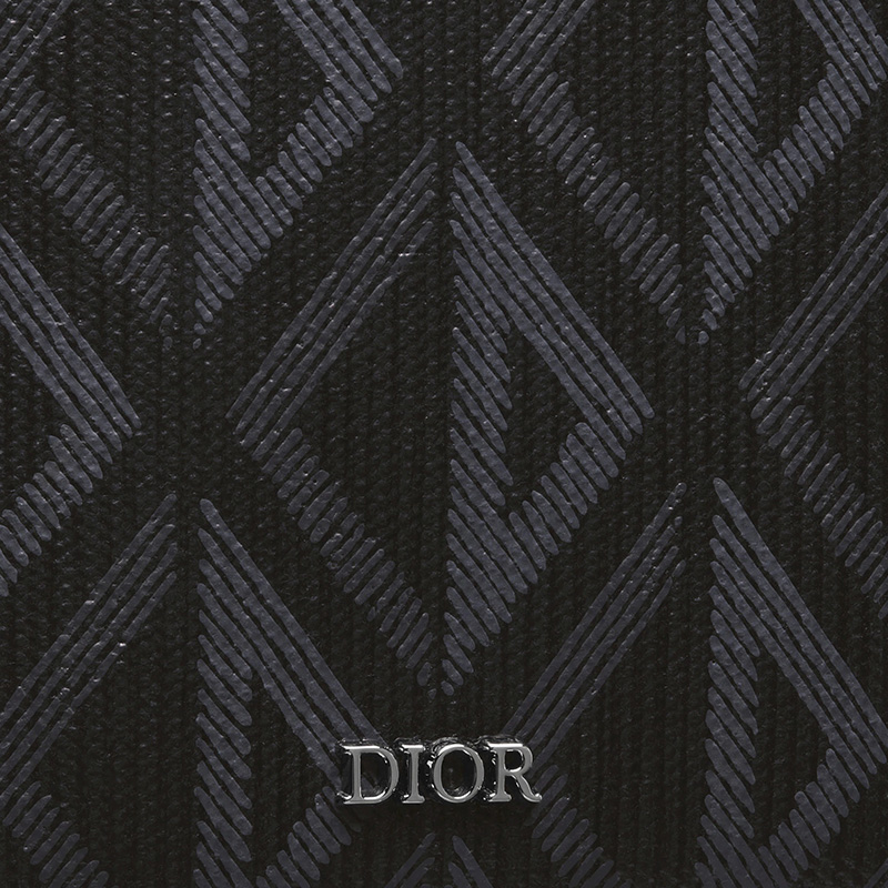 Large Dior Vertical Wallet CD Diamond Motif Canvas Black