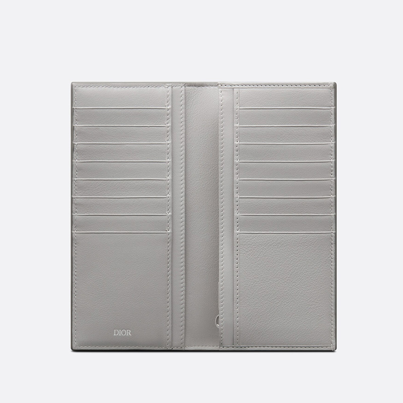 Large Dior Vertical Wallet CD Diamond Motif Canvas Grey