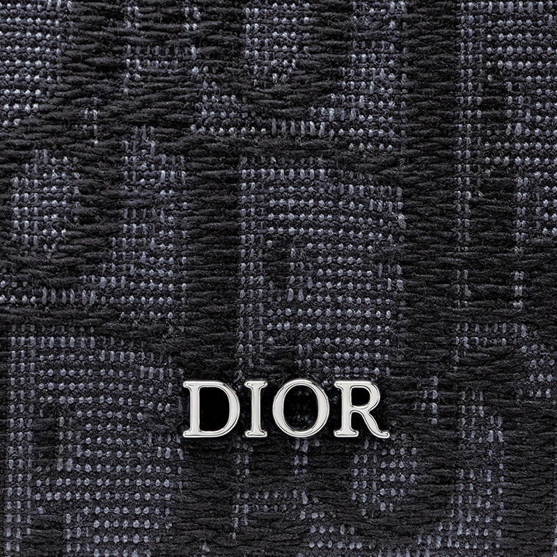 Large Dior Vertical Wallet Oblique Motif Canvas Black