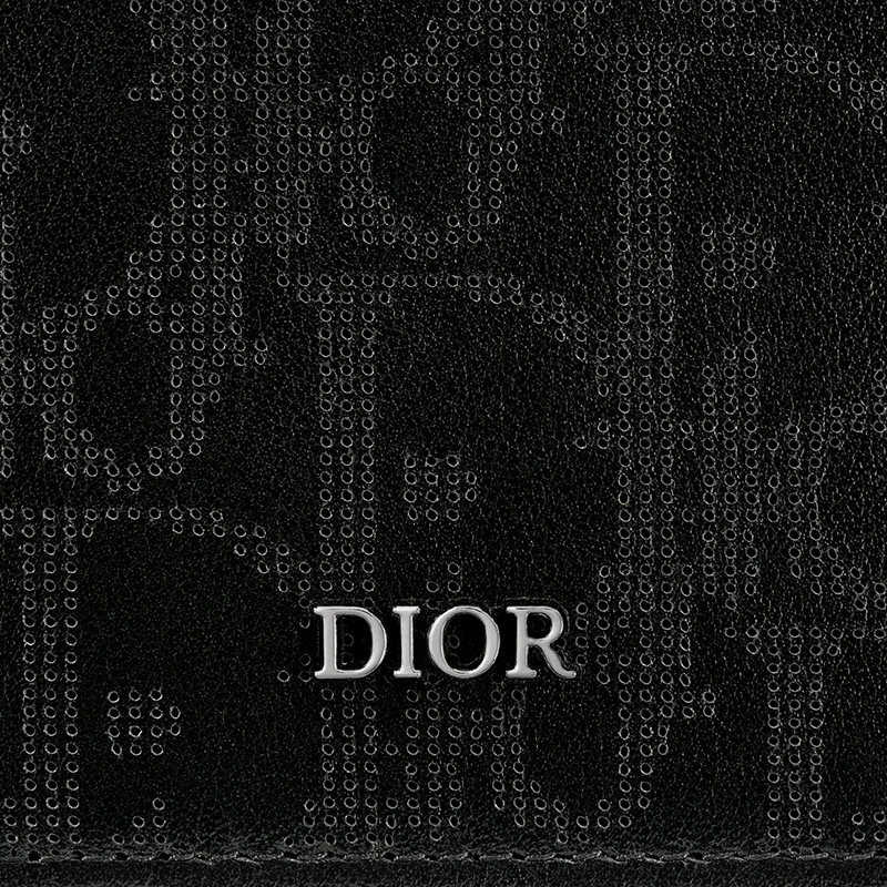 Large Dior Vertical Wallet Oblique Galaxy Leather Black