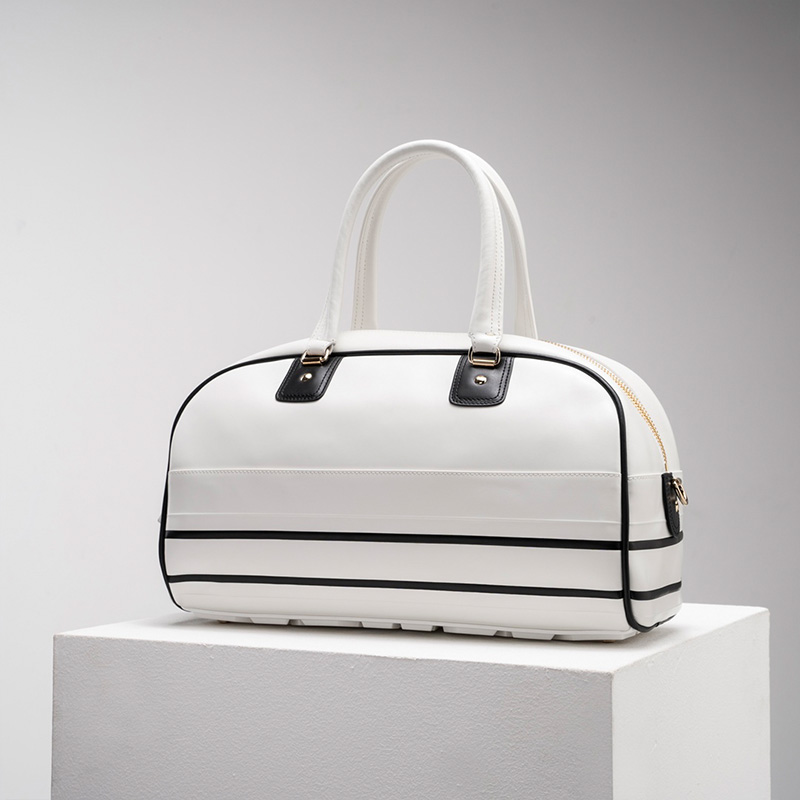 Medium Dior Vibe Zip Bowling Bag Smooth Calfskin White