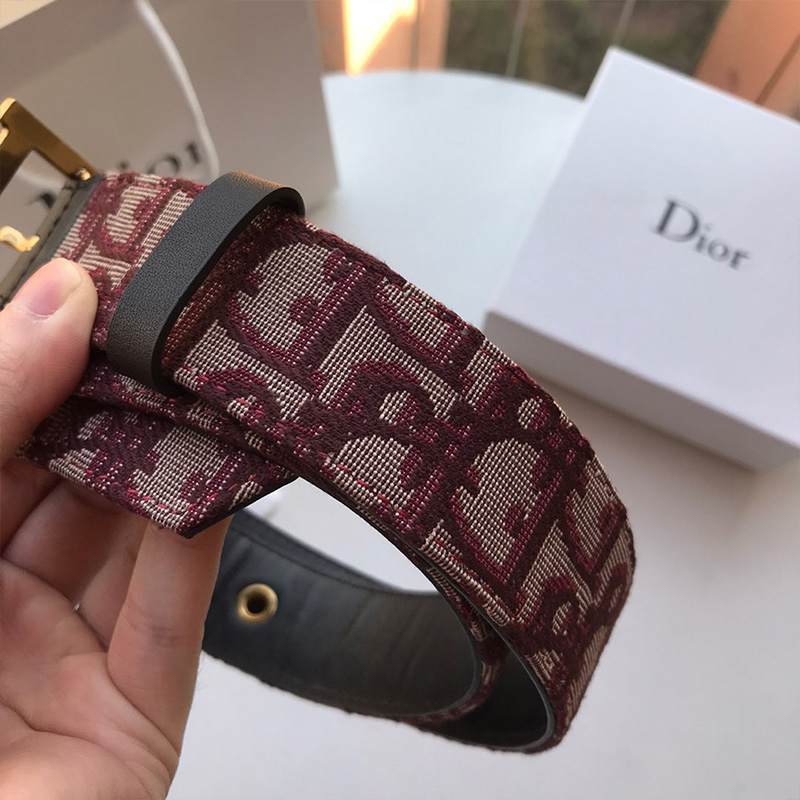 Diorquake Belt Oblique Calfskin Burgundy