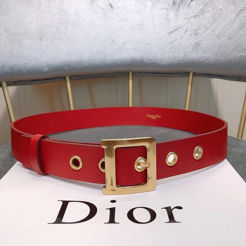 Diorquake Belt Calfskin Red